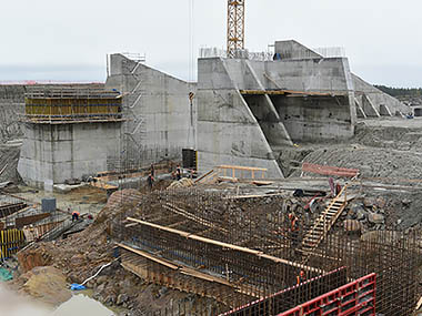 Белопорожские ГЭС. Строительства гидротехнических сооружений