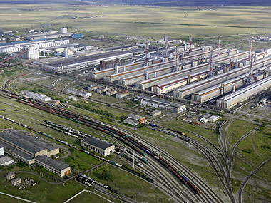 Хакасский алюминиевый завод, панорама строительства